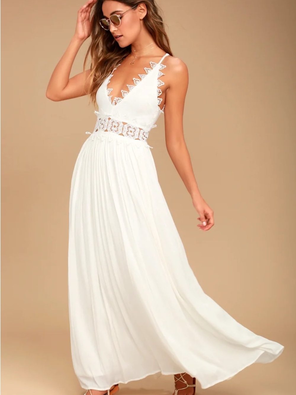 Lulus This is Love White Crochet Lace Maxi Dress Wedding Summer NWT